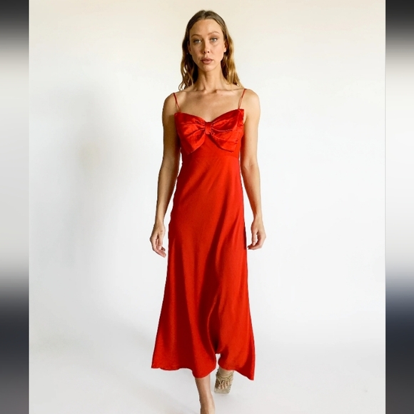a new day Dresses & Skirts - 🦄A new day Red Bow Midi Dress Size M 20"